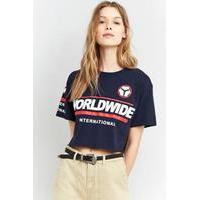 BDG Worldwide Cropped T-Shirt, NAVY
