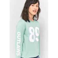 BDG Outlaw Airtex Cropped T-Shirt, GREEN