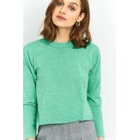 BDG Shoulder Pad Cropped Long Sleeve T-Shirt, GREEN