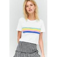 BDG Rainbow Cropped T-Shirt, WHITE