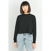 bdg cropped long sleeve sloppy pocket t shirt black