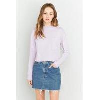 bdg cropped long sleeve sloppy pocket t shirt purple