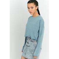 bdg batwing long sleeve cropped top blue