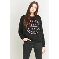 BDG Graphic Black Dolman Sleeve Sweatshirt, BLACK