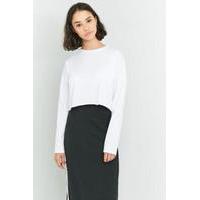 BDG Batwing Long Sleeve Cropped Top, WHITE