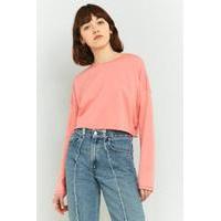 bdg batwing long sleeve cropped top pink