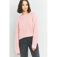 BDG Pink Waffle Knit Batwing Jumper, PINK