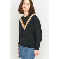 BDG V-Stripe Black Batwing Sweatshirt, BLACK