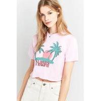 BDG Hawaii Palms Cropped T-Shirt, PINK
