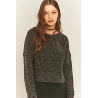 BDG Laguna Grey Waffle Knit Fisherman Jumper, GREY