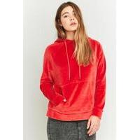 BDG Velour Hoodie, RED