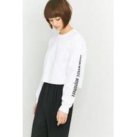 BDG Gothic White Cropped Sweatshirt, WHITE