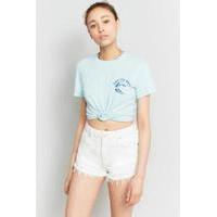 BDG Ride The Wave Knot Cropped T-Shirt, BLUE