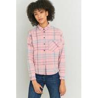 BDG Dolman Sleeve Pink Flannel Shirt, PINK