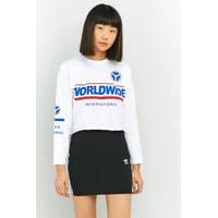 BDG Worldwide Cropped Long Sleeve T-Shirt, WHITE