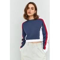 BDG Colour Block Cropped Sweatshirt, NAVY