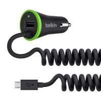 Belkin Ultrafast 3.4 Amp Usb Car Charger With Usb Pass Through + Coiled Micro Usb Cable