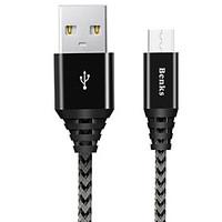 benks nylon braided 120cm long micro usb cable for samsung huawei sony ...