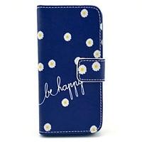 Be Happy Words with Chrysanthemum Flower Pattern PU Leather Full Body Case for iPhone 5/5S