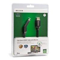 Belkin HDMI Cable Male/Male Dual Swivel with Ethernet Gold Plated in Black 2m - F3Y023bf2M