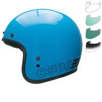 Bell Custom 500 Retro Open Face Motorcycle Helmet & Optional Bubble Deluxe Visor