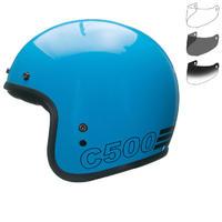 Bell Custom 500 Retro Open Face Motorcycle Helmet & Optional Fixed Visor