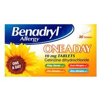 Benadryl Allergy One a Day 10mg Tablets 30