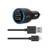 belkin 21 amp dual usb car charger with lightning cable black