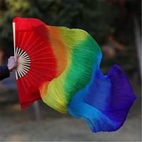 Belly Dance Real Natural Silk Rainbow Fan Veils 2pcs/lot 1R1L