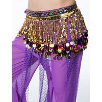 Belly Dance Hip Scarves Women\'s Performance Sequin Chiffon Belt Beading Sequin Tassel(s) Paillettes 1 Piece Hip Scarf