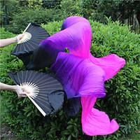 Belly Dance High Quality Real Silk Fabric Fan Veils Belly Dance SILK Veils Black-Purple-Fuchsia 18090cm 2pcs/LR