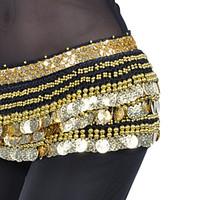 Belly Dance Belt Women\'s Training Polyester Beading Coins 1 Piece Hip Scarf