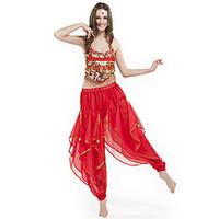 belly dance outfits womens performance chiffon beading coins sleeveles ...