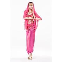 Belly Dance Outfits Women\'s Performance Chiffon Sequined Gold Coins Sequins Sleeveless Dropped