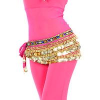 belly dance belt womens training polyester beading coins crystalsrhine ...