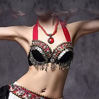 Belly Dance Tops Women\'s Cotton / Polyester / Metal Coins 1 Piece Black American tribal style Bra