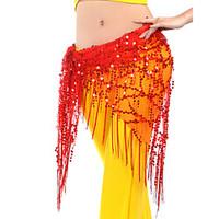 belly dance hip scarves womens training chinlon sequins tassels 1 piec ...