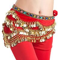Belly Dance Hip Scarves Women\'s Performance Lycra Gold Coins 1 Piece Sleeveless Natural Hip Scarf