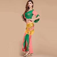 Belly Dance Outfits Women\'s Performance Rayon Polyester Ruffles 2 Pieces Top Pants