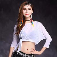 Belly Dance Tops Women\'s Performance Spandex Sequin 1 Piece 3/4 Length Sleeve Natural Top