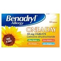 benadryl allergy hayfever one a day cetirizine tablets 14s