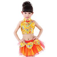 Belly Dance Outfits Kid\'s Performance Polyester 2 Pieces Sleeveless Dropped Skirts Tops