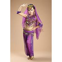 belly dance womens performance chiffon silver coins 1 piece