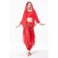 Belly Dance Outfits Women\'s Performance Chiffon Sequined Gold Coins Sequins Long Sleeve Dropped
