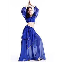 belly dance outfits womens performance chiffon sequins 2 pieces sleeve ...
