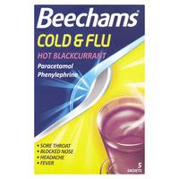 Beechams Cold and Flu Blackcurrant Powder 5pk