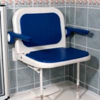 Betterlife Fold Up Shower Seat Blue Padded Back Arms