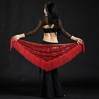 Belly Dance Hip Scarves Women\'s Performance Polyester Sequin Tassel 1 Piece Hip Scarf
