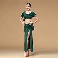 Belly Dance Outfits Women\'s Training Modal Pleated / Ruffles 2 Pieces Black / Blue / Dark Green / Burgundy