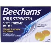Beechams Max Strength Lemon + Honey Sore Throat Relief Lozenges